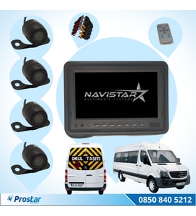 Okul Ve Servis Taşıtları Dört Kameralı AHD 720P 7" Ekranlı 4 Kamera Dahil Full Set