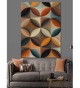 Art Deco Renkli Geometrik Desen Dekoratif Kanvas - Mdf Ahşap Tablo
