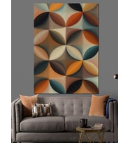 Art Deco Renkli Geometrik Desen Dekoratif Kanvas - Mdf Ahşap Tablo