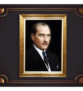 Özel Seri Paspartulu Çerçeveli Atatürk Tablo l752 (Gold)