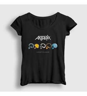 Presmono Kadın Siyah Mosh Anthrax T-Shirt 10327tt
