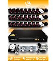 ELITCAM 24 Kameralı Panda 24 Dış Kamera Set 250 GB HDD Full HD Gece Görüşlü Güvenlik Kamerası Sistemi