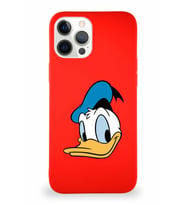 Apple iPhone 12 Pro Max Soft Premier Kapak Donald Duck-B Tasarımlı Silikon Kılıf - Kırmızı (Şeffaf)