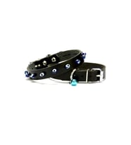 Cattie Gerçek Deriden El Yapımı Boncuklu Kedi Boyun Tasması 1x21-25cm - Black