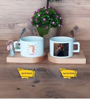Unicorn Kupa Bardak Ahşap Altlıklı Kısa Fotoğraflı