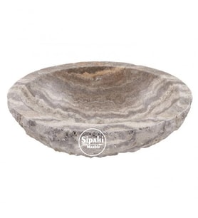Sipahi Marble Gümüş Traverten Eskitme Yuvarlak Lavabo