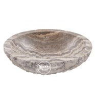 Sipahi Marble Gümüş Traverten Eskitme Yuvarlak Lavabo