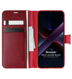 Microsonic Xiaomi Poco X7 Pro Kılıf Delux Leather Wallet Kırmızı (Kırmızı)