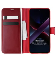 Microsonic Xiaomi Poco X7 Pro Kılıf Delux Leather Wallet Kırmızı (Kırmızı)