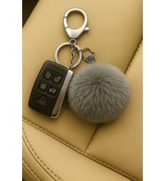 Peluş Pofuduk Ponpon Puf Gri Tüylü Ev Ofis Araba Telefon Cüzdan Çanta Anahtarlık