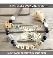 Sahi Aksesuar İsimli Emzik Zinciri ve İsimli Yaka İğnesi Seti BEZYI395