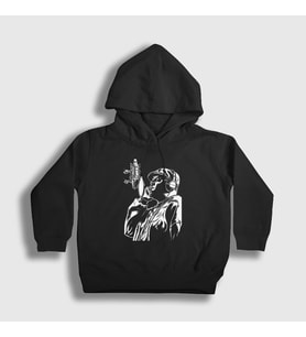 Presmono Unisex Çocuk Siyah Mic The Notorious BIG Kapüşonlu Sweatshirt 41039tt