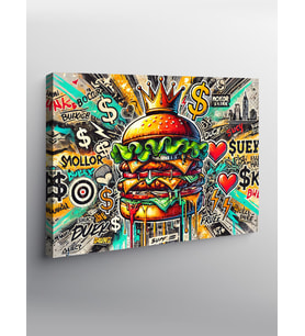 Kanvas Tablo Renkli Burger Sanatı