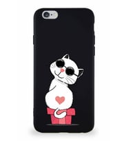 Apple iPhone 6S Soft Premier Kapak Coolcat Tasarımlı Silikon Kılıf - Siyah (Şeffaf)
