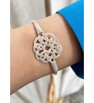 Kazzaze Aşk Düğümü Kadın Gümüş Kazaziye Bileklik : Beyaz-Siyah - 20 cm : Beyaz-Siyah - 19 cm : Siyah - Beyaz - 20 cm : Beyaz-Siyah - 21 cm (Beyaz)