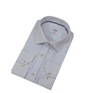 Erkek Puantiyeli Slim Fitt Uzun Kol Gömlek 2403 BGL-ST04376 (Lacivert)