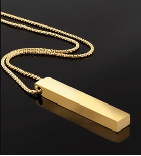 Dikdörtgen Plaka Gold Kaplama Erkek Çelik Zincir