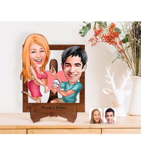 BK Gift Kişiye Özel Sevgililer Karikatürlü Ahşap Standlı 3D Biblo-19 (Beyaz)