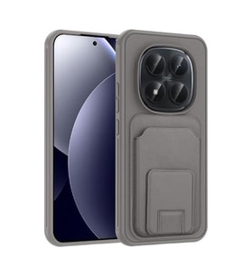 Coverzone Xiaomi Redmi Note 15 Pro Plus ile Uyumlu K?l?f Z-Bikart Kart B�lmeli Standl? Kilif, Deri Dokulu Y�zey, Darbe Emici Kenar Koruma, Arka Kapak Tasar?m? Xiaomi Redmi Note 15 Pro Plus kilif Gri