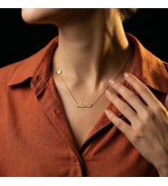 Kişiye Özel 925 Ayar Gümüş Yan Kelebek Detaylı İsim Kolye (Gold)
