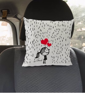 BK Gift Kişiye Özel İsimli Aşık Çöp Kadın Tasarımlı Kare Araç Koltuk Yastığı-2