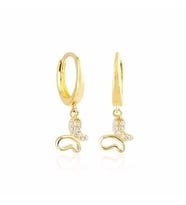 Kelebek Altın Sallantılı Küpe 14K Gold (Çok Renkli)