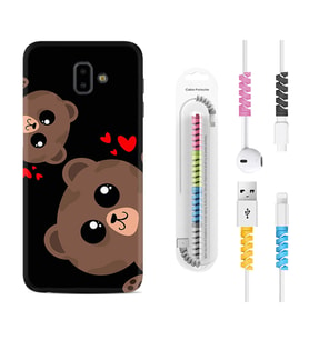 Samsung J6 Plus J7 Prime J7 Pro M20 Kılıf Kablo Koruma Spiral Silikon Love Animals 1780