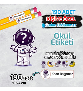 Okul Etiketi İsme Özel Kalem Defter Etiketi (ASTRONOT-1) -190 Adet