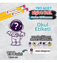 Okul Etiketi İsme Özel Kalem Defter Etiketi (ASTRONOT-1) -190 Adet