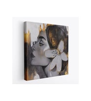 Çağdaş Altın Desenli Soyut Kadın  Kanvas Tablo-5907