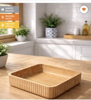 Bambu Çizgili Kase ,23 cm-23 cm  büyük Boy kase Meyvelik Ekmeklik Salata Meze Bowl Curve Kase