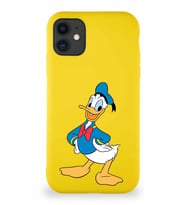 Apple iPhone 11 Soft Premier Kapak Donald Duck-C Tasarımlı Silikon Kılıf - Sarı (Şeffaf)