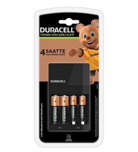 Duracell Cef14 4 Saat Pil Şarj Cihazı, 1 adet + 2'şer adet Şarj Edilebilir AA ve AAA Pil
