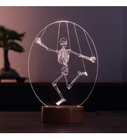 3 Boyutlu İskelet Lamba Tasarımı 3d Doktor Hediyesi Gece Lambası Ahşap Taban