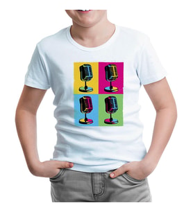 Pop Art Microphones Beyaz Çocuk Tshirt