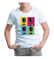 Pop Art Microphones Beyaz Çocuk Tshirt