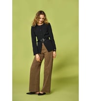 ONLY ONLMADISON Yüksek Bel Geniş Paça Kadın Pantolon Leopar Desenli (Kahverengi)
