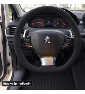 Peugeot Rifter Direksiyon Kılıfı Alcantara Süet Monza Black Serisi Siyah 2018-2021