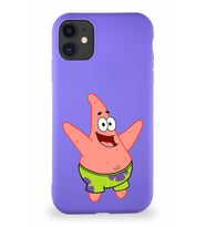 Apple iPhone 11 Soft Premier Kapak Patrick Yıldız Tasarımlı Silikon Kılıf - Mor (Şeffaf)