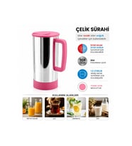 Paslanmaz Çelik Sıcak - Soğuk Çelik Sürahi Pembe