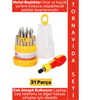 #TornavidaSeti Kauçuk Sap Laptop Küçük Elektronik Eşya Hassas Kullanım Mini Tornavida Seti 31 Parça