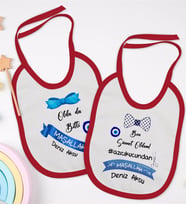 BK Kids Kişiye Özel Sünnet Tasarımlı 2’li Kırmızı Mama Önlüğü-1