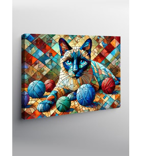 Kanvas Tablo Geometrik Kedi Sanatı