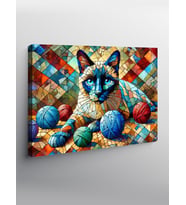 Kanvas Tablo Geometrik Kedi Sanatı
