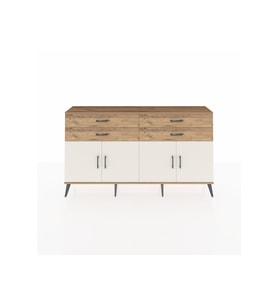 Arges Konsol 2 Raflı 4 Çekmeceli 8 Kapaklı 176x30x99 Çam-Aytaşı/Çam