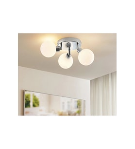 Mylights Krom kaplama 3 lü opal beyaz top cam tavan avize modern üçlü