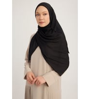 MıssColor A2801 Büyük Şifon Eşarp 120x120 - Bej (Siyah)