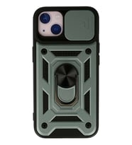 iPhone 15 Kılıf Pars Lens Yüzüklü Silikon - Yeşil