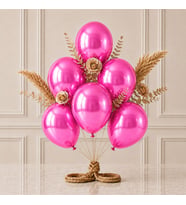 Fuşya Renk Lateks Metalik Balon (30 cm) - 6 Adet