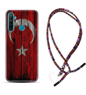 Realme 5i 5 Pro 6i 7 Pro 8 Kılıf Boyun Asklı Rasta Silikon Şanlı Türk Bayrağı 2 1317
